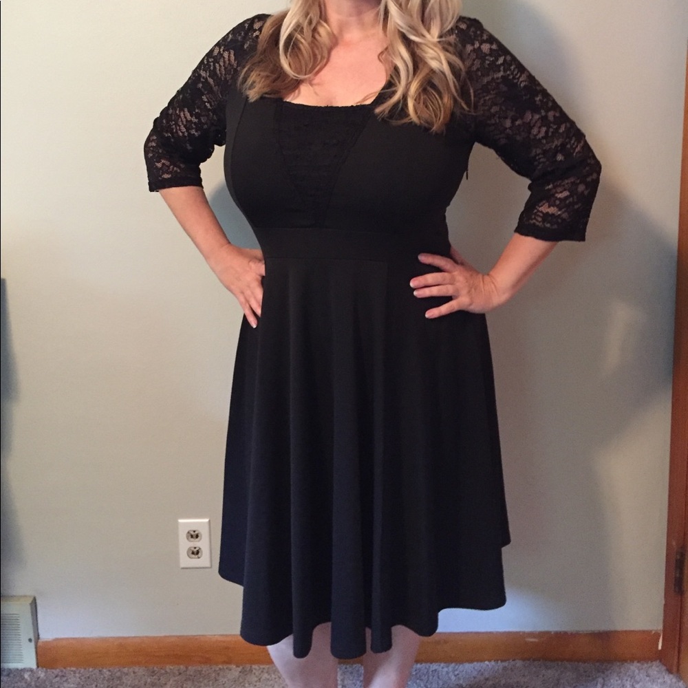 Black lace on top dress